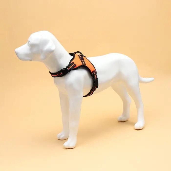 Шлейка улучшенная К7, размер L, ОГ 64-86 см, вес 18-27.5 кг, мягкая, светоотражающая, оранжевая