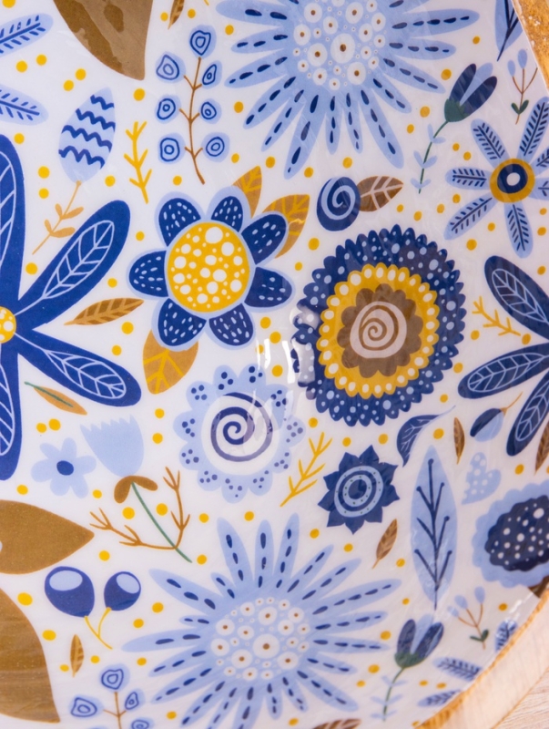 Салатник "Васильки" дерево манго 29х29х11 см