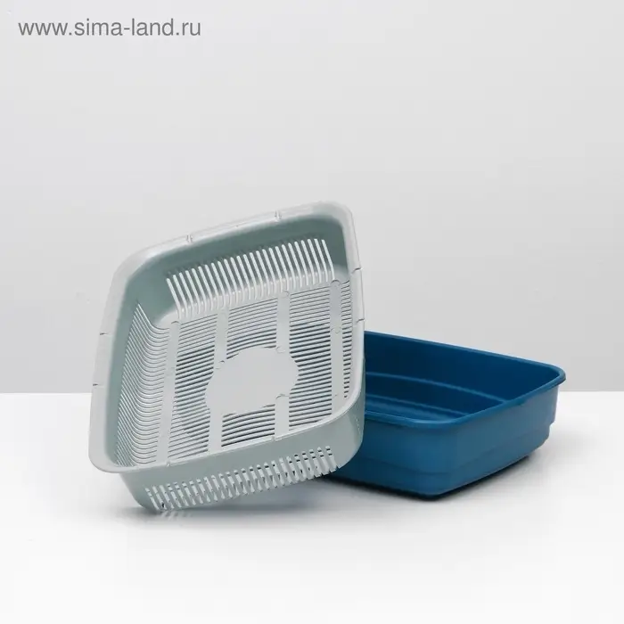 Лоток большой с сеткой и бортиком Atlantis &laquo;Стандарт&raquo;, 43&times;33&times;12.5 см, синий