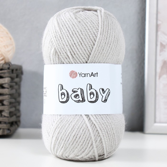 Пряжа для вязания спицами, крючком YarnArt, Baby, 100% акрил, 150 м/50 г, (855 св. серый)