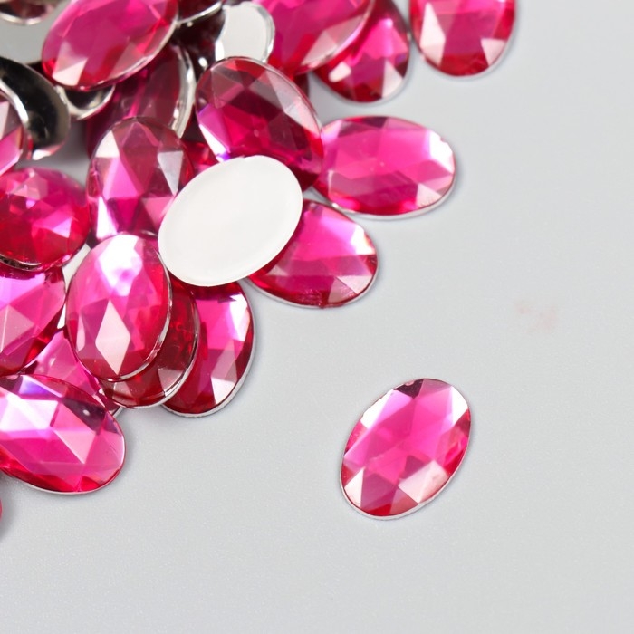 Декор для творчества пластик Декор для творчества пластик "Стразы овал. Фуксия" набор 150 шт 1х1,4 см
