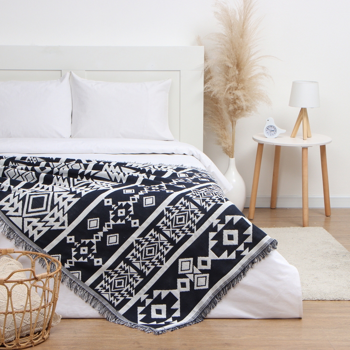 Плед Этель Плед Этель "Этника" 130*180см , цв.серый,80%хлопок, 20% п/э