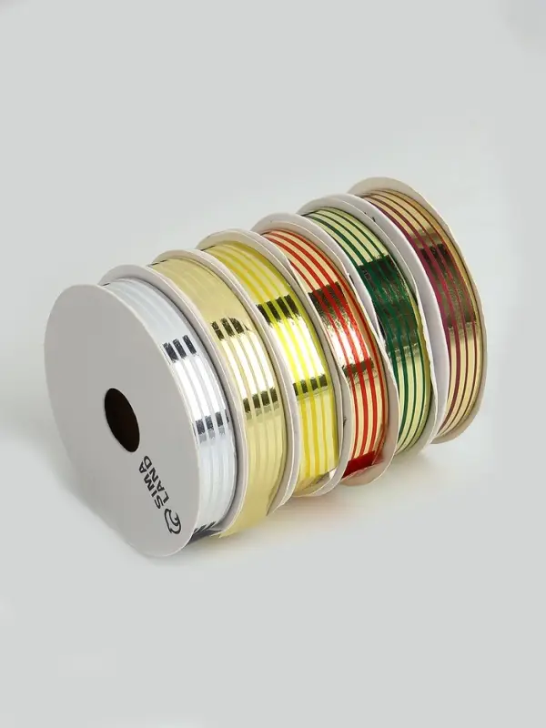 Лента упаковочная для декора и подарков, с металлическим блеском, МИКС, 1.2 см &times; 5 м&plusmn;5%