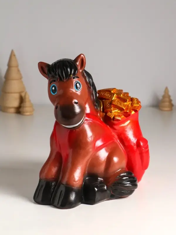 Копилка Копилка "Конь с деньгами" 21 см, коричневый