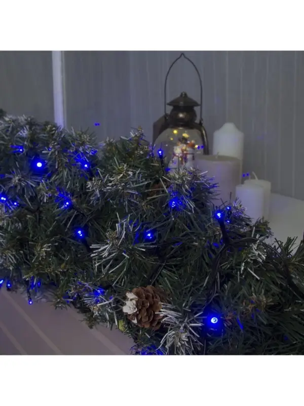 Гирлянда &laquo;Нить&raquo; 20 м, IP44, тёмная нить, 200 LED, свечение синее, 8 режимов, 220 В