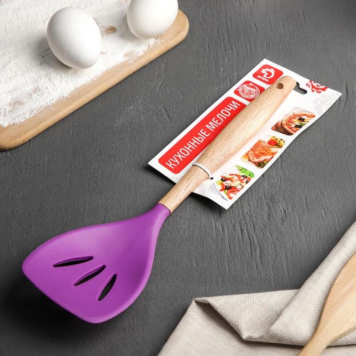 Лопатка с прорезями Доляна «Эко», 30 см, цвет МИКС