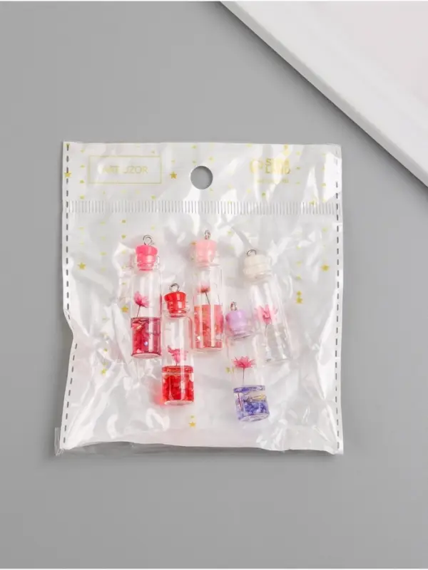 Подвеска для творчества акрил Подвеска для творчества акрил "Бутылочка с цветком" светится в темноте МИКС 1,1х1,1х4,2 см 1071529