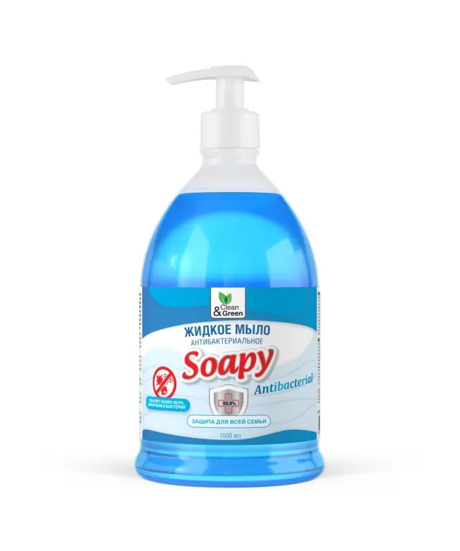 Жидкое мыло "Soapy" антибактериальное с дозатором 1000 мл. Clean&Green CG8095