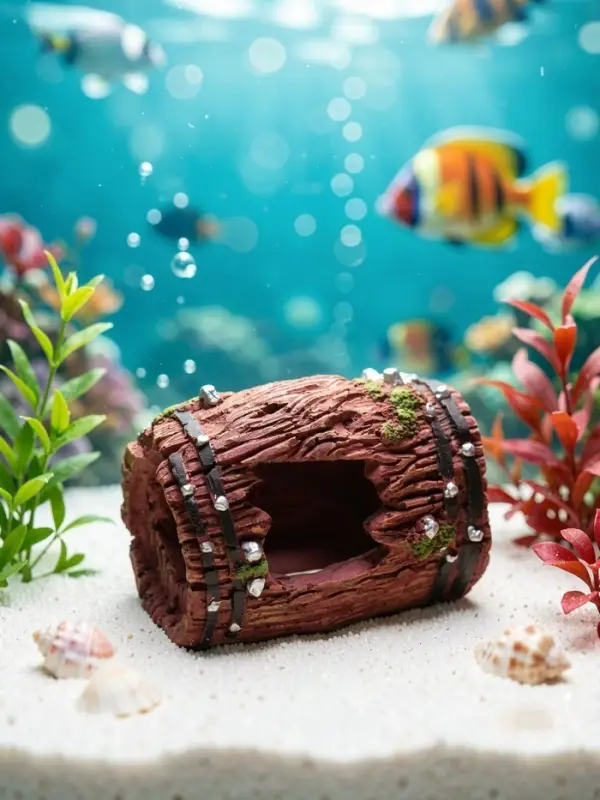 Декор для аквариума, грот - Дырявый бочонок, 9&times;6 см