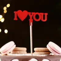 Топпер для торта деревянный I Love You, красный, 12&times;5 см