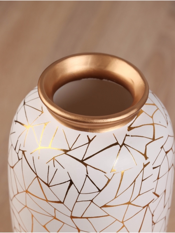 Ваза керамика настольная Ваза керамика настольная "Метте" d-7см, 23х9 см, золотисто-белый