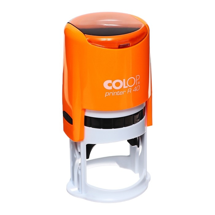 Оснастка для круглой печати автоматическая COLOP Printer R40, диаметр 41.5 мм, с крышкой, корпус оранжевый неон