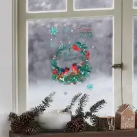 Наклейки на окна многоразовые &laquo;С Новым годом&raquo;, снегири на венке, 20&times;34 см