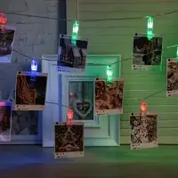 Гирлянда &laquo;Нить&raquo; 5 м с насадками &laquo;Прищепки&raquo;, IP20, прозрачная нить, 20 LED, свечение мульти (RG/RB), мигание, 220 В