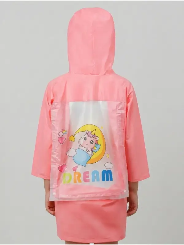 Дождевик детский, рост 120-130, розовый