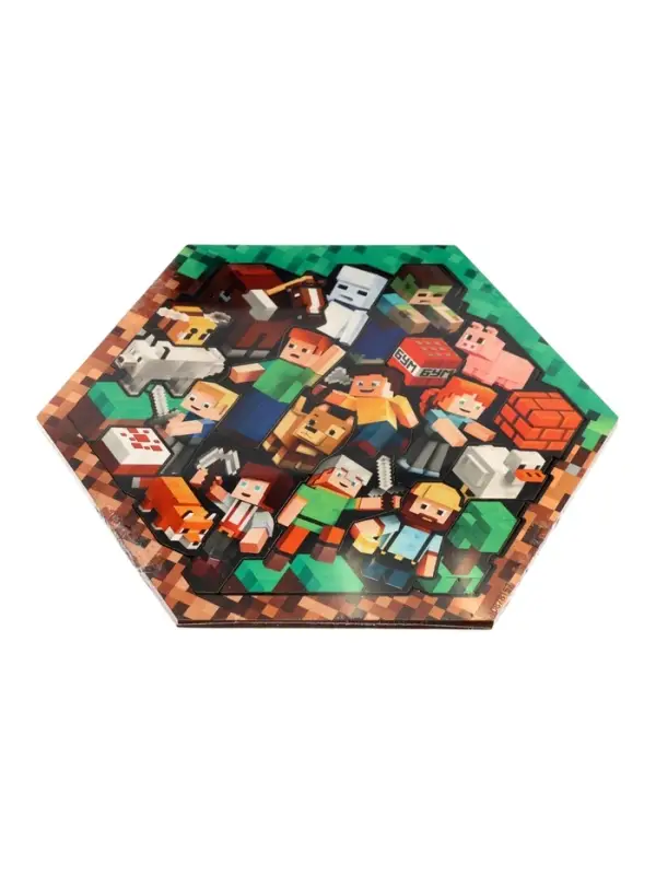 Пазл деревянный фигурный в рамке  П008"Пиксельный мир"