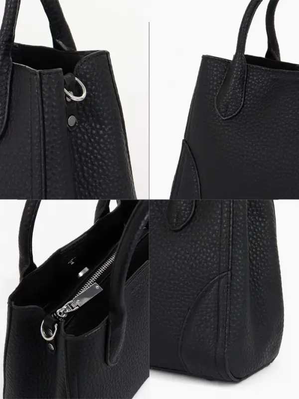 Сумка женская тоут TEXTURA на молнии, 25&times;7&times;21 см, однотонная, чёрная