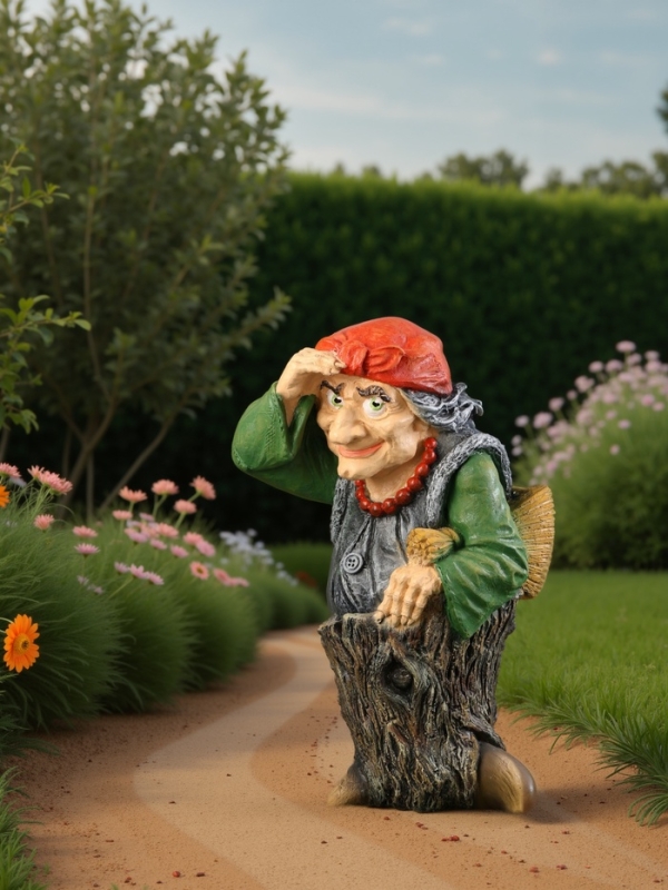 Садовая фигура из полистоуна «Баба Яга с метлой», 55×30×34 см Садовая фигура из полистоуна «Баба Яга с метлой», 55×30×34 см
