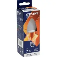 Лампа светодиодная СТАРТ, 7 Вт, Е14, С37, 4000К, 560 Лм, свечение нейтральное белое