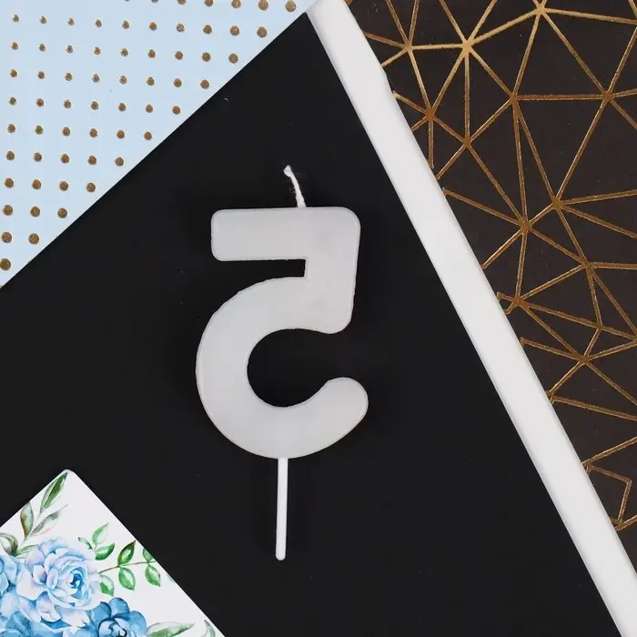 Свеча для торта, цифра &laquo;5&raquo;, разноцветная, 5,5 х 8 см.