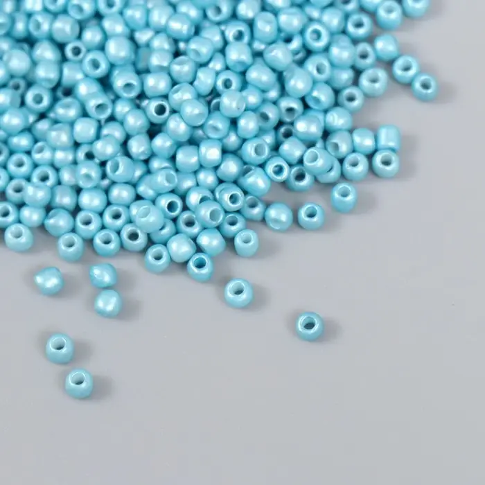 Бисер стекло 8/0  Бисер стекло 8/0 "Детский голубой" 15 гр