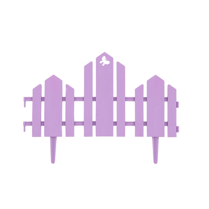 Ограждение декоративное, 25 × 170 см, 5 секций, пластик, сиреневое, «Чудный сад»