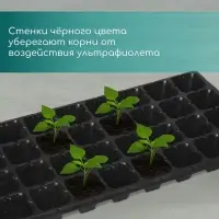 Кассета для рассады, на 32 ячейки, по 110 мл, пластиковая, чёрная, 53.5×27×5.5 см, Greengo