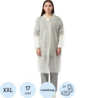 Халат н/с процед, рук.рез, на кнопках, XXL, дл.110см, пл 17, белый, 10шт/уп