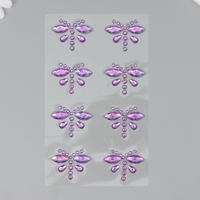 Наклейка пластик стразы Наклейка пластик стразы "Волшебные бабочки" МИКС 10х23 см