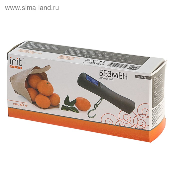 Безмен Irit IR-7456, электронный, до 40 кг, ЖК-дисплей, чёрный Безмен Irit IR-7456, электронный, до 40 кг, ЖК-дисплей, чёрный