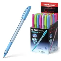 Ручка шариковая ErichKrause U-109 Spring Stick&Grip, узел 1.0 мм, чернила синие, резиновый держатель, супермягкое письмо, длина линии письма 1000 метров