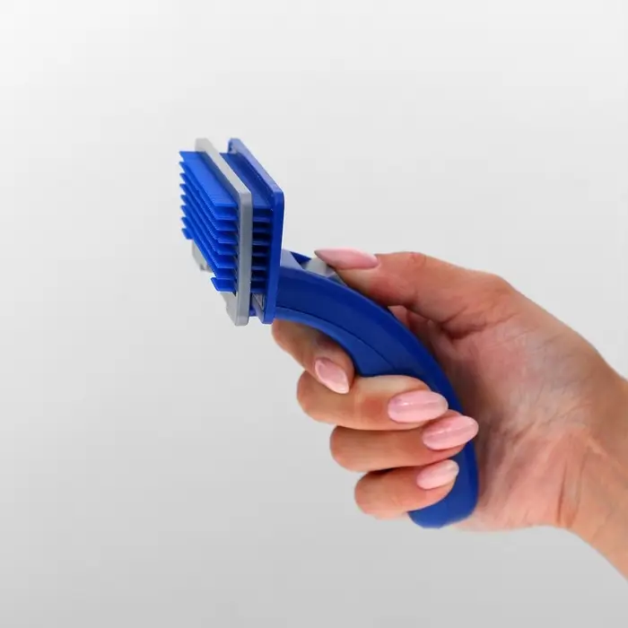 Пуходёрка, 10&times;15 см, с самоочисткой, пластик, синяя