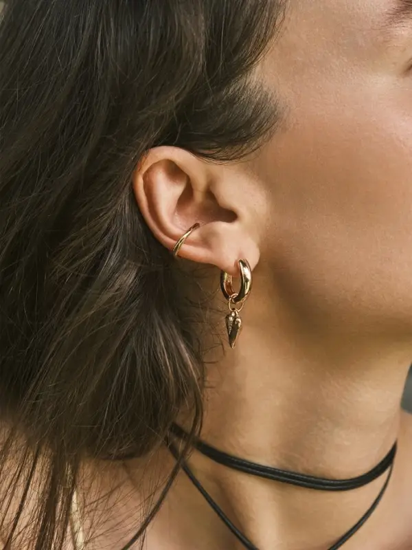 Серьги-трансформеры &laquo;Сердце&raquo;, под гематит, цвет золото