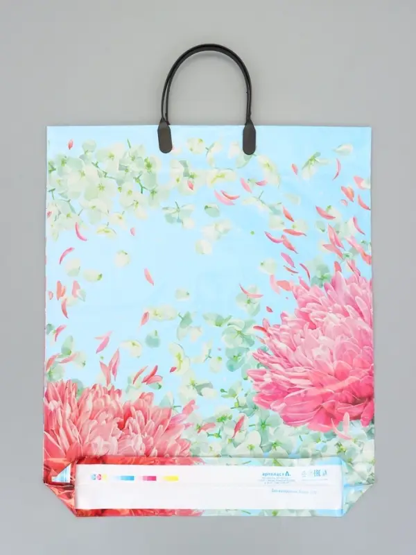 Пакет "Цветущий сад", полиэтиленовый с пластиковой ручкой, 38 х 45 + 3 см, 90 мкм