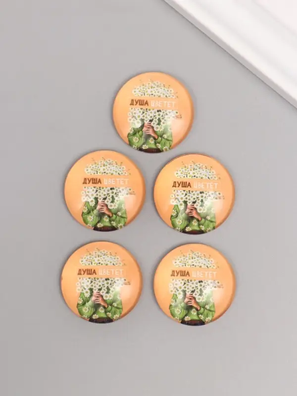 Кабошон стекло для творчества Кабошон стекло для творчества "Круг. Душа цветёт" 3х3 см