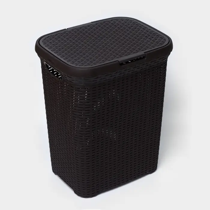 Корзина бельевая &laquo;Ротанг&raquo;, 60 л, 34.6&times;44.5&times;56 см, с крышкой, коричневая