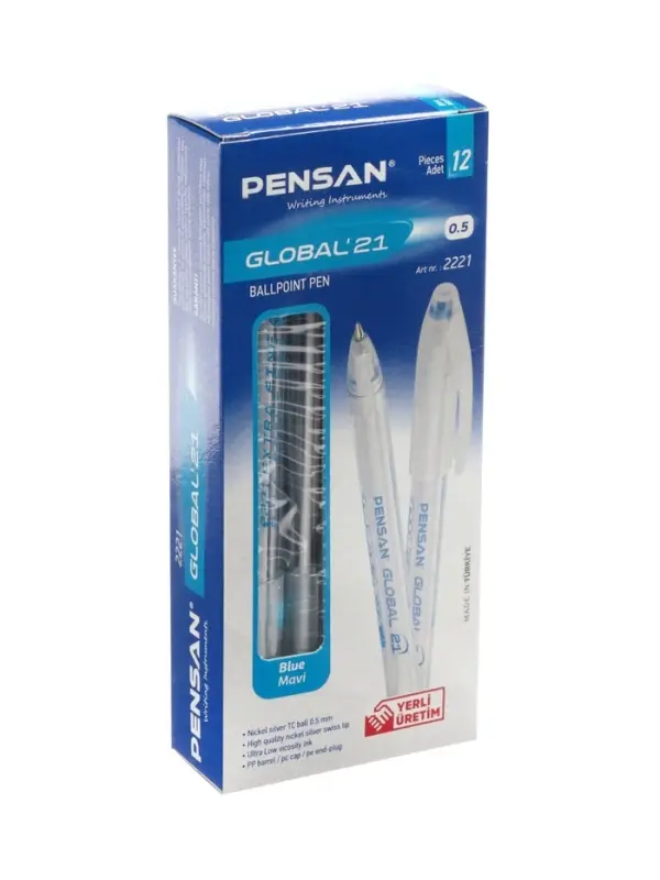 Ручка шариковая Pensan. Global-21, синий стержень, узел 0.5 мм, на масляной основе