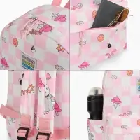 Рюкзак школьный на молнии, с карманами, в клетку, 28&times;11.5&times;40 см, розовый