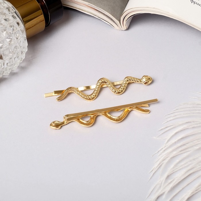 Невидимка для волос  Невидимка для волос "Либерти" (набор 2 шт) змеи, 6,5 см, золото