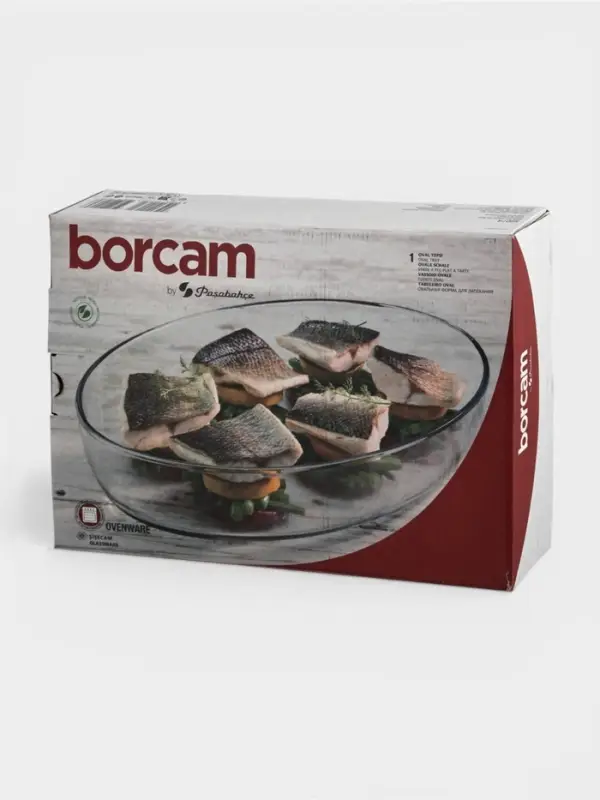 Форма для запекания Paşabah&ccedil;e Borcam, 3 л, 35&times;24.5 см, овальная, жаропрочное стекло, прозрачная