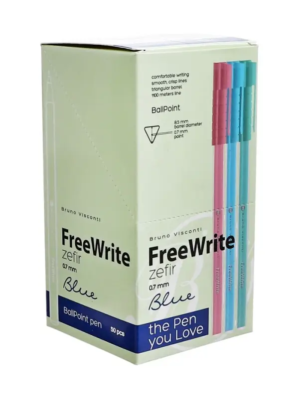 Ручка шариковая BrunoVisconti FreeWrite Zefir, 0.7мм, стерж/син МИКС Ручка шариковая BrunoVisconti FreeWrite Zefir, 0.7мм, стерж/син МИКС
