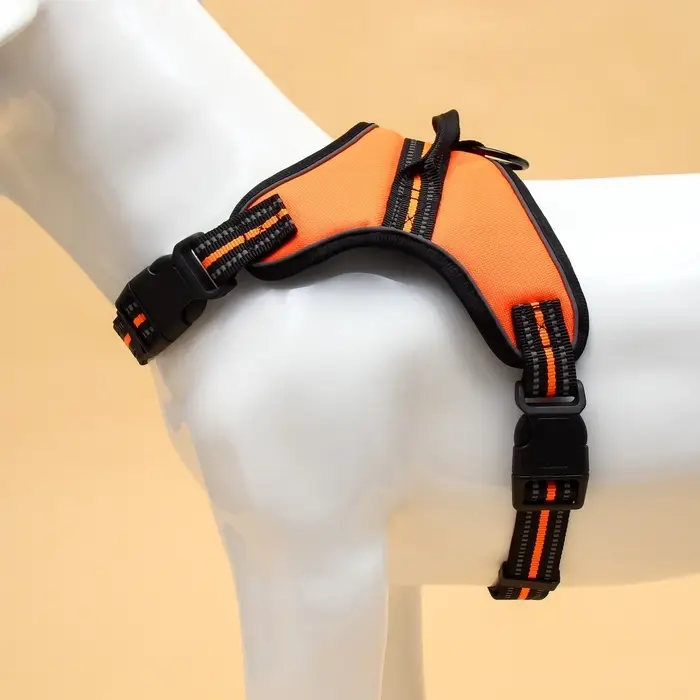 Шлейка улучшенная К7, размер L, ОГ 64-86 см, вес 18-27.5 кг, мягкая, светоотражающая, оранжевая