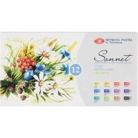Краски акварельные Сонет Ботаника 12цв х 2,5мл в наб, кюветы 35411880