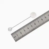 Основа &laquo;Брошь-игла&raquo; с шариком d=1 см (набор 5 шт.), L=7 см, площадка 1.5 см, цвет серебро