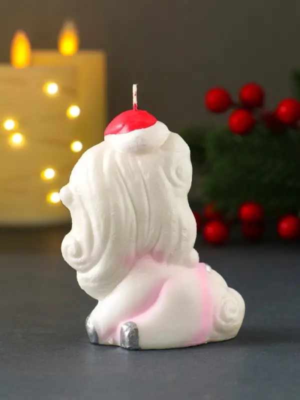 Свеча новогодняя "Кудрявая пони" серебро 7х3,5х8,5 см