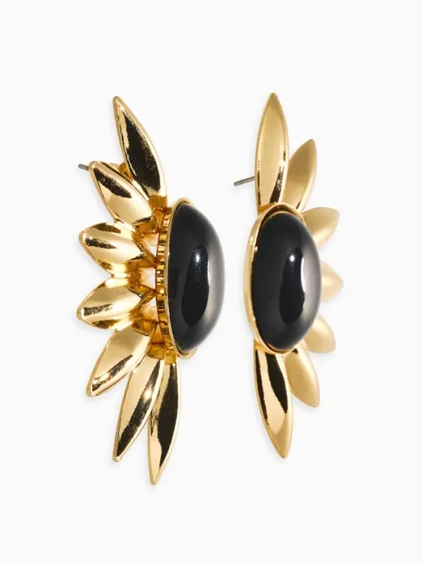 Серьги &laquo;полу солнце&raquo;, чёрные в золоте