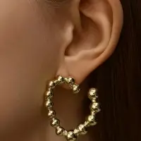 Серьги металл &laquo;Сердца&raquo;, воссоединение, цвет золото