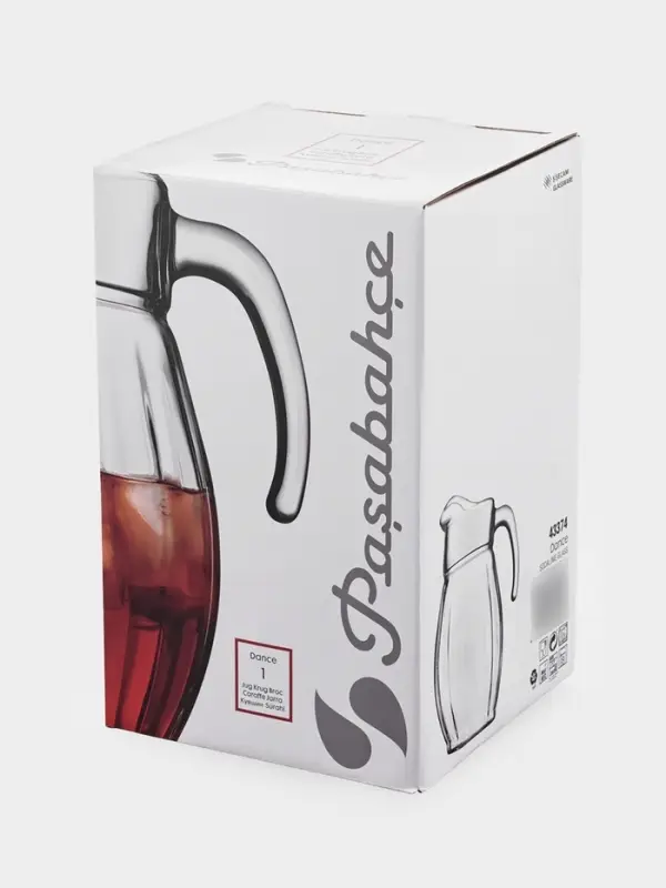 Кувшин Paşabah&ccedil;e Aquatic, 1650 мл, акриловая крышка, стекло, прозрачный