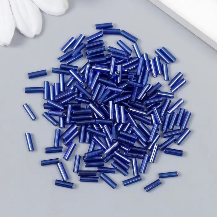 Бисер  Бисер "Zlatka" стеклярус 10 г, размер 3", 6 мм, №0028 т.синий 93"78550