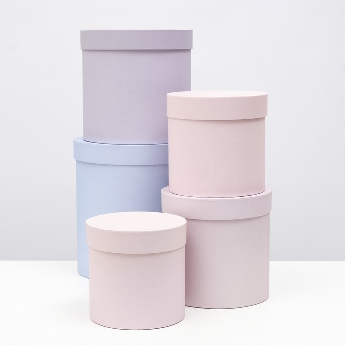 Набор круглых коробок 5 в 1  Набор круглых коробок 5 в 1 "Кварц" 23 х 23 х 25 - 15 х 15 х 15 см